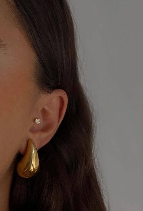 Gold Mega Tear Drop Hoopish Earrings - ResidentFashion