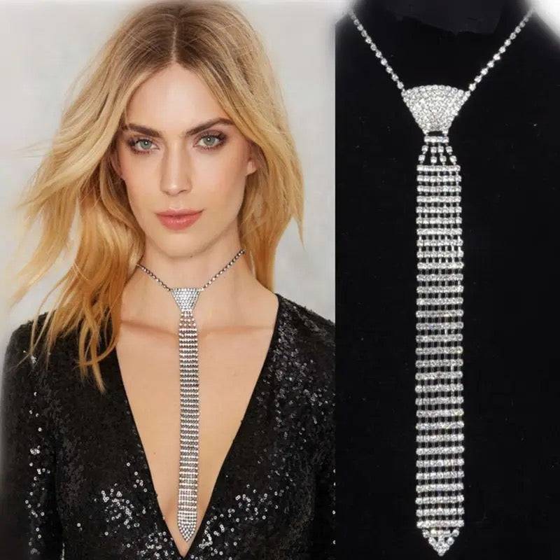 Rhinestone Diamanté Tie  Chanel Inspired Vintage Style