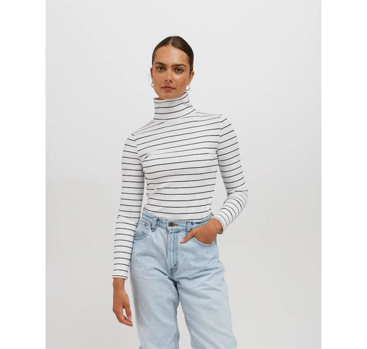 Ribbed Olive Turtle Neck Top for Effortless Style | Stripes