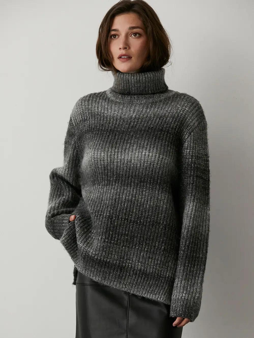 Ariana Multi-Colored Wool Turtleneck Sweater | Stylish & Cozy