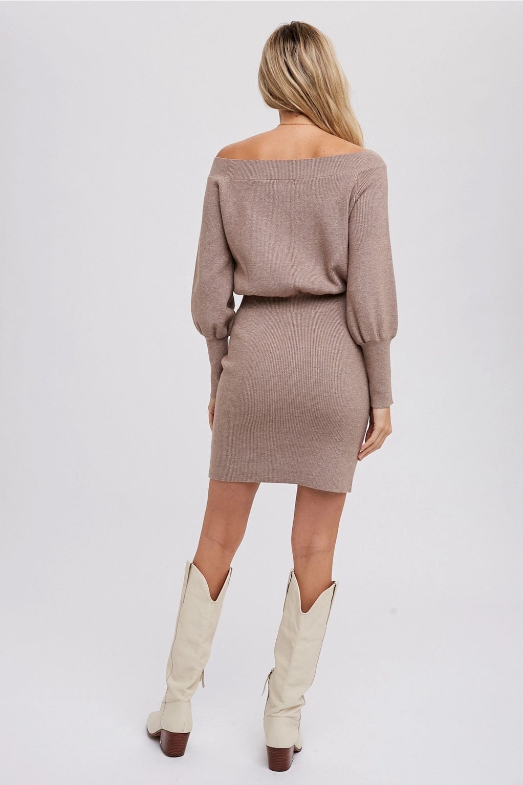 Off-The-Shoulder Sweater Dress - ResidentFashion