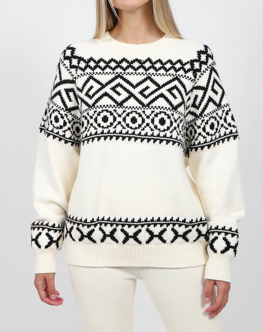 BTL Fair Isle Knit Sweater in White | Oversized Winter Style