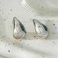 Chunky Look Light Weight Tear Drop Stud Earrings | Silver Tone