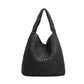 Women's woven black vegan leather bag