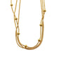 Triple Snake-Skin Chain Layered Necklace with Ball-Bead Accents