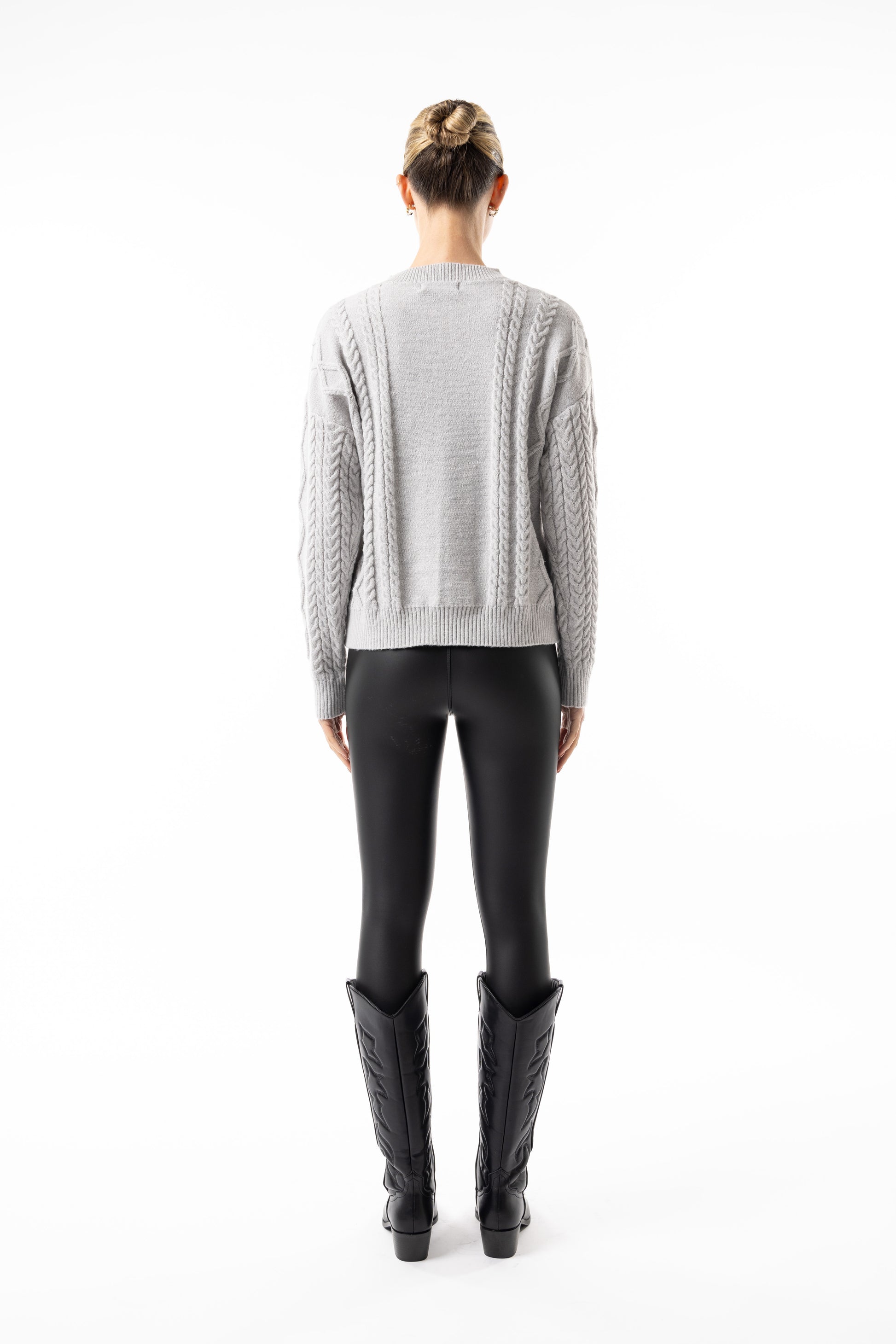 Women's silver cut-out sweater