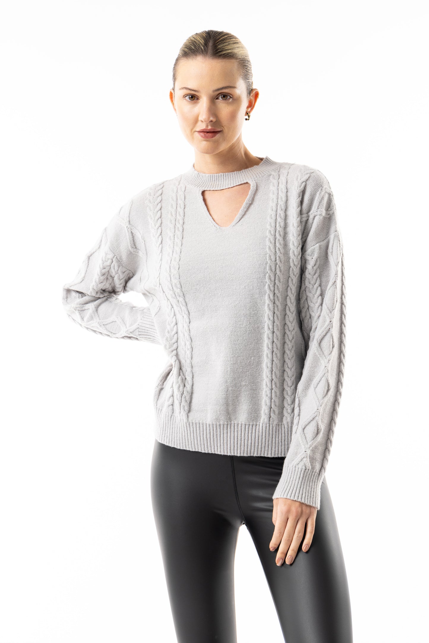 Women's silver cut-out sweater