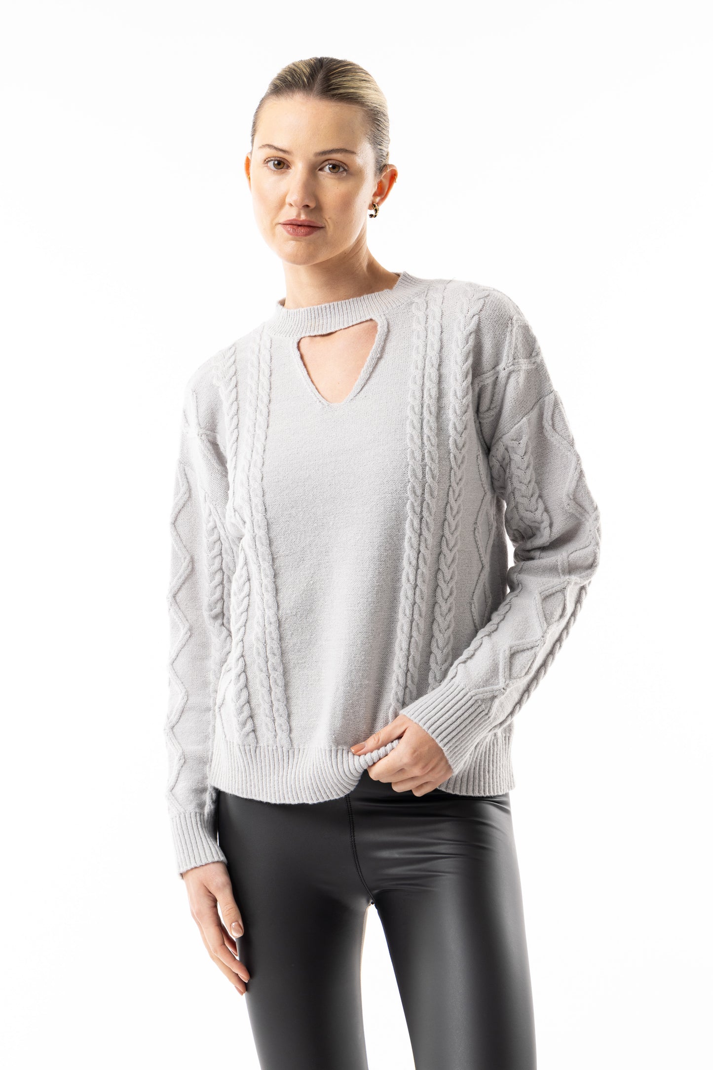 Women's silver cut-out sweater