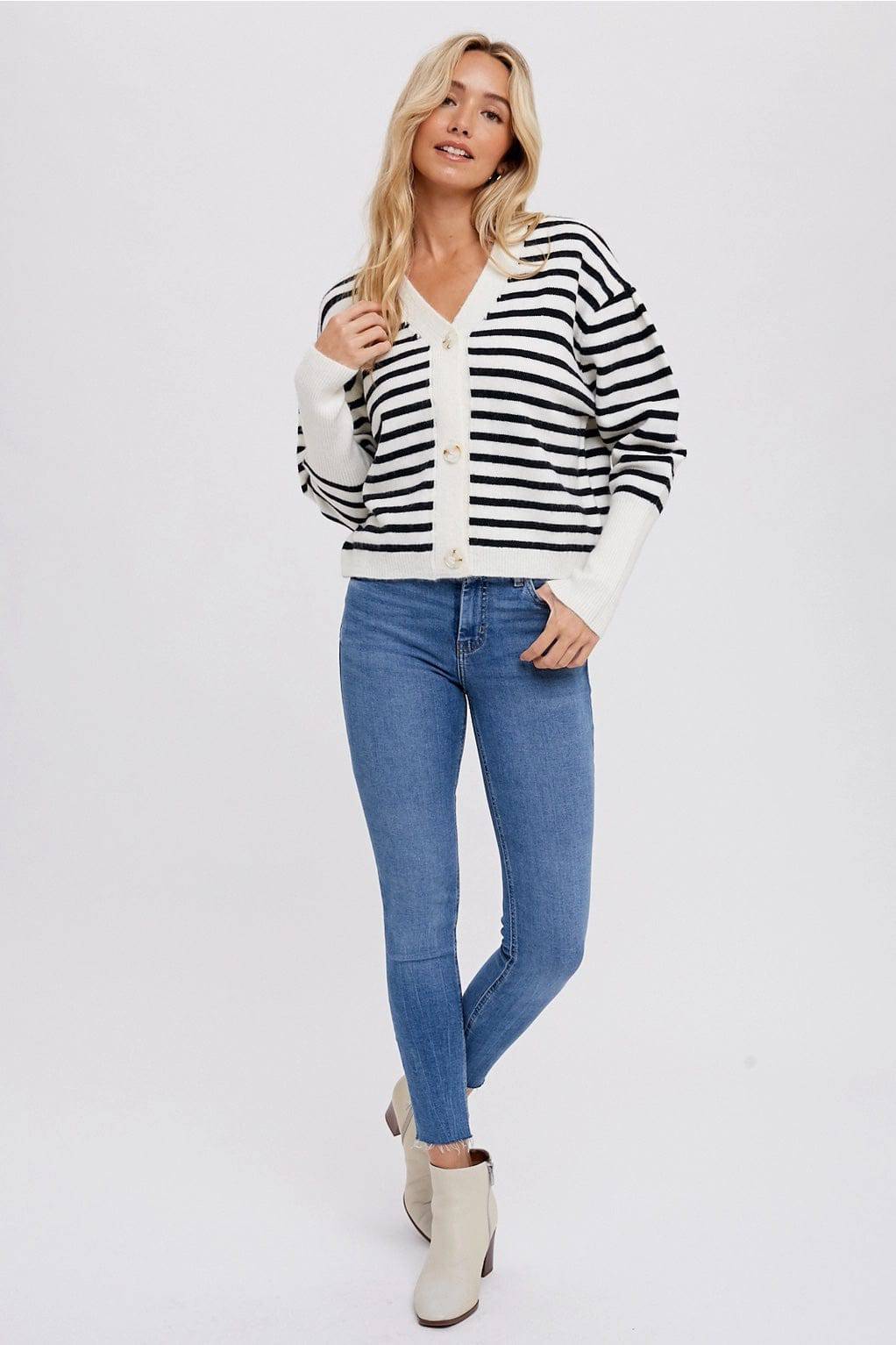 Stripe Button Up Cardigan ResidentFashion