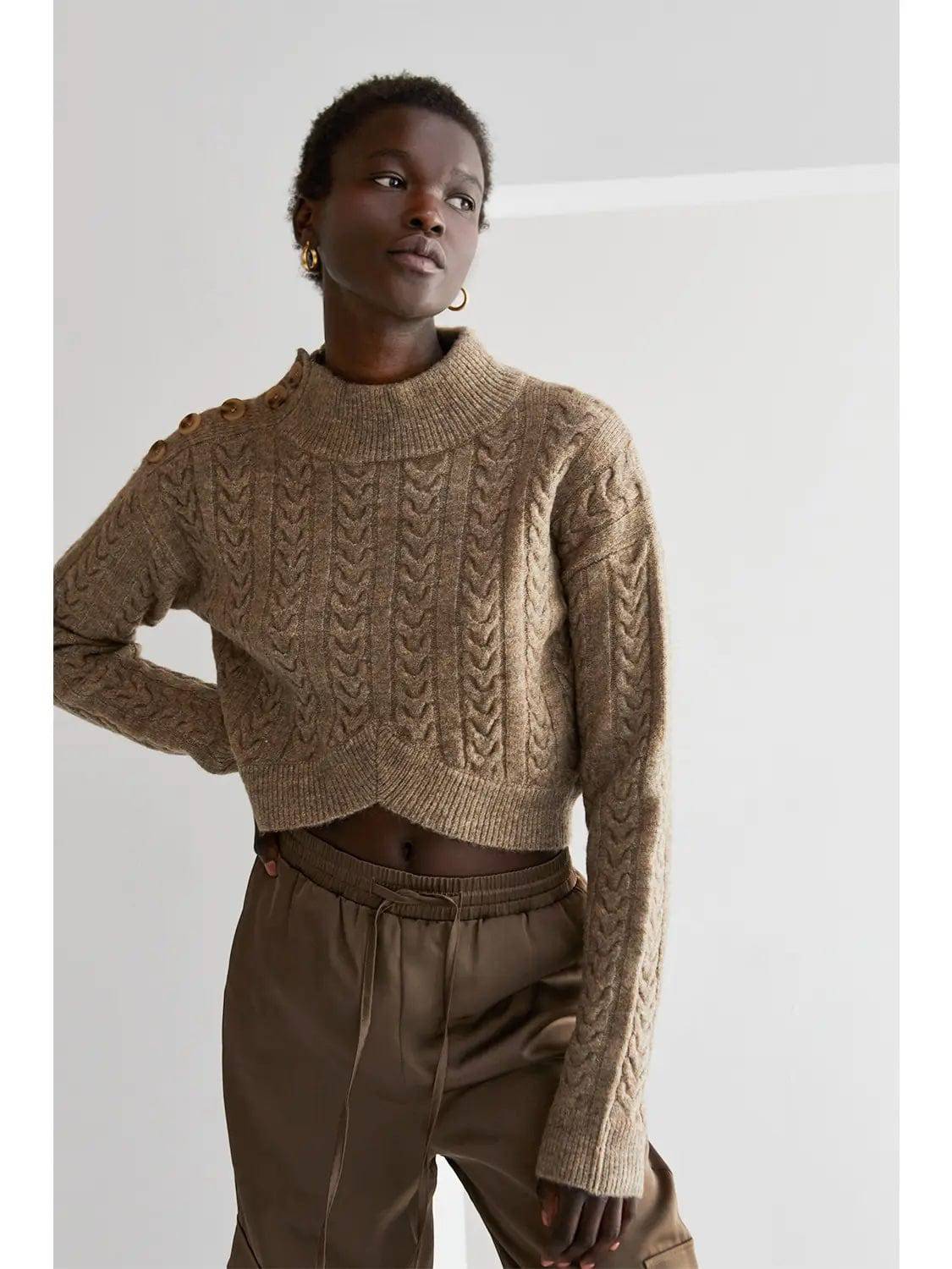 Olivia Mock Neck Crop Sweater - ResidentFashion