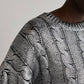 Alexandra Silver Laminated Sweater - ResidentFashion