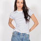 Fitted Ribbed Tee with Stripes - ResidentFashion