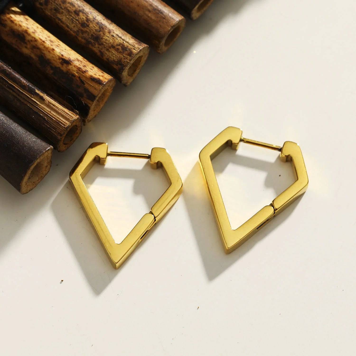 CAGLIARI Triangle Shaped Contemporary 
Hoop Earrings - ResidentFashion