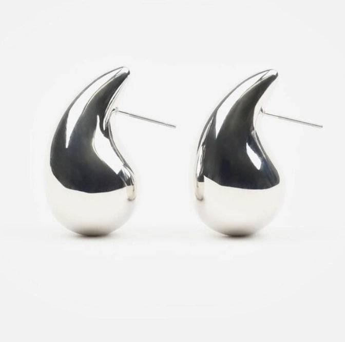 Silver Mega Tear Drop Hoopish Earrings - ResidentFashion