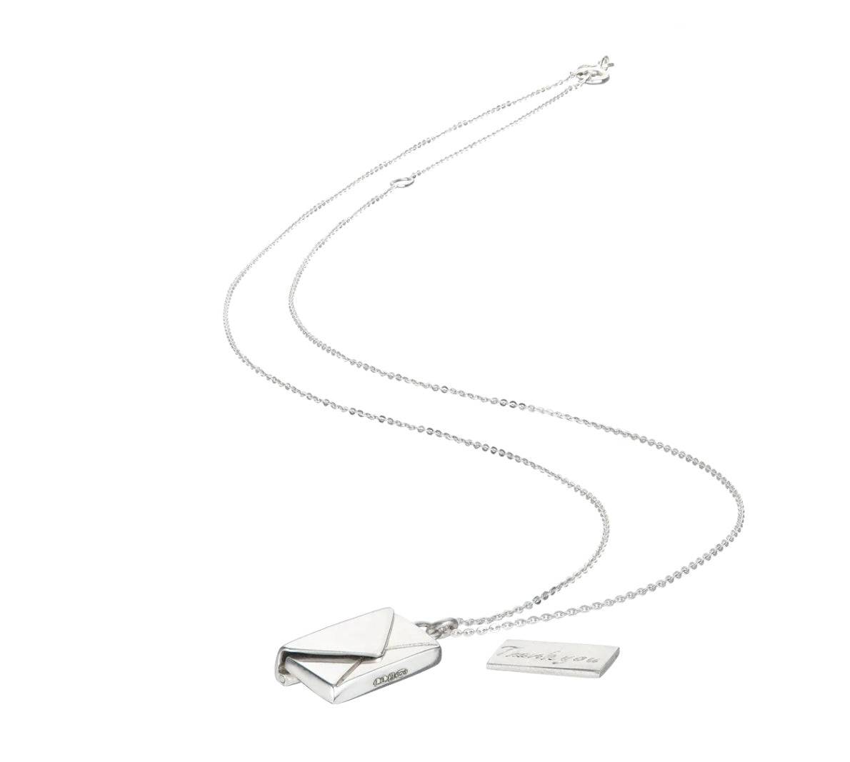 Love Letter Silver Envelope and Letter Necklace - ResidentFashion