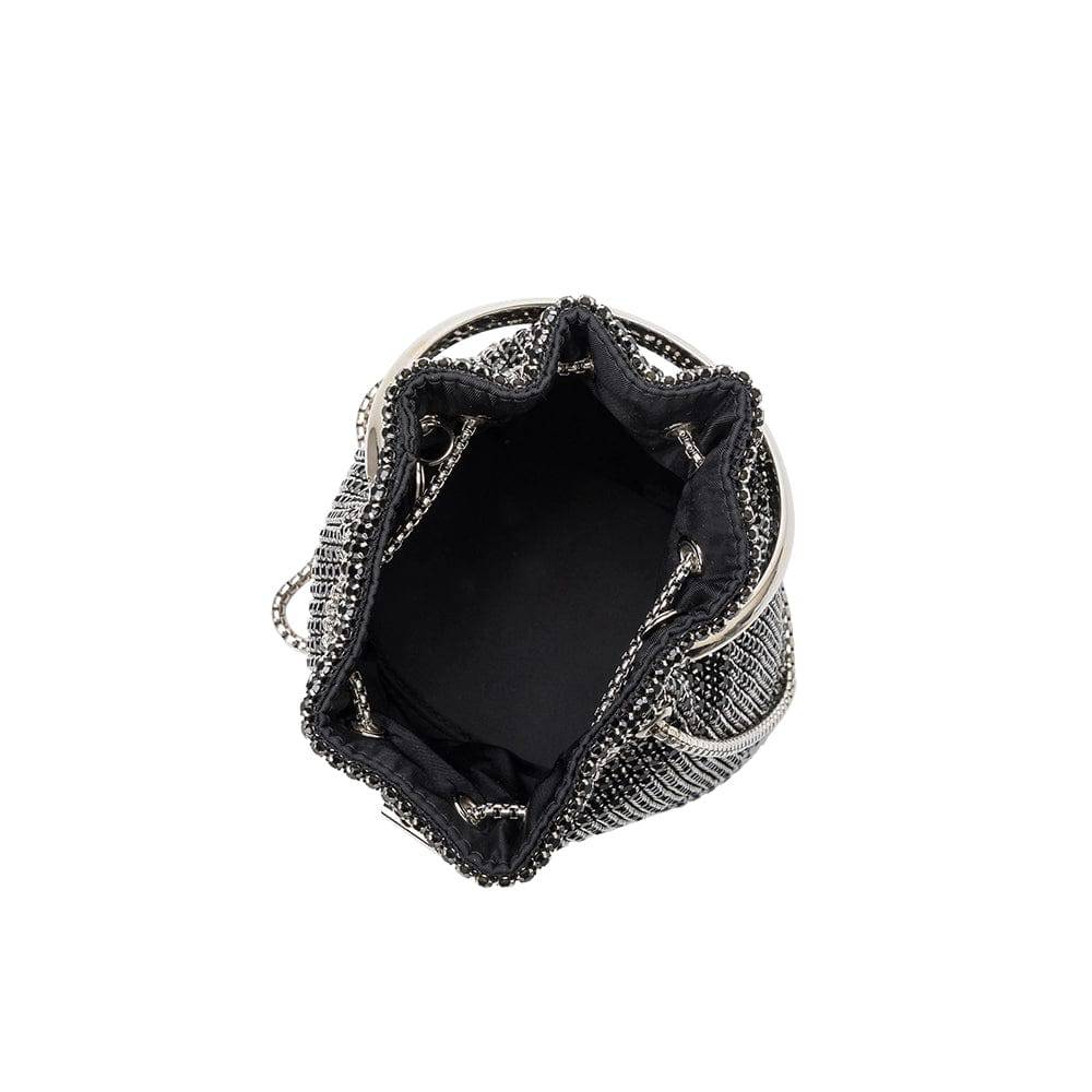 Small Crystal Top Handle Bag Black - ResidentFashion