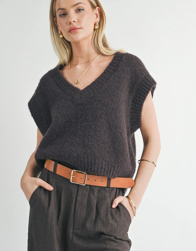 Peyton Oversized V Neck Sweater Vest | Sage the Label